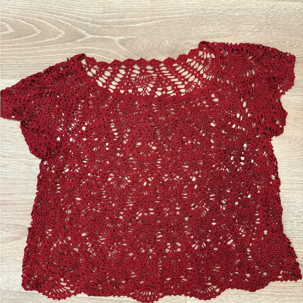 Elegant Red Crochet Top